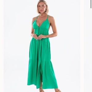 Sea Spice Resort WearVibrant Green Maxi Dress New Large